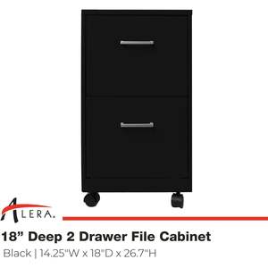 Alera SOHO-Grade 2-Drawer Vertical <b>Filing</b> <b>Cabinet</b> for Home Office Durable Steel Construction with Casters Adjustable Feature - Product Image 3