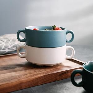 Französische Keramik-Zwiebelsuppen-Servierschalen mit Griffen, Porzellan-Suppenschüssel, Niedliche Keramik-Nudelschüssel, Salatschüssel - Product Image 3