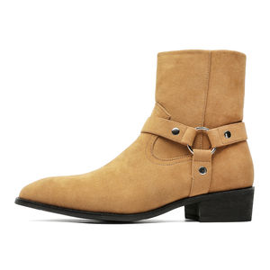 Bottes Chelsea décontractées pour hommes en cuir véritable avec doublure en fourrure, personnalisables avec logo, pour l'hiver, idéales pour le dropshipping - Product Image 1