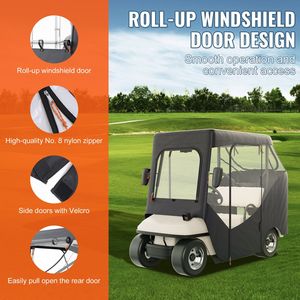 <b>2</b>-<b>Passenger</b> Club Car Covers Sunproof Dustproof Outdoor Cart Cover 4-Sided Transparent Windows Universal Fit for Most Brand Golf - Product Image 5