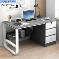 Bureau d'étude pour étudiant avec étagère et tiroirs, bureau d'ordinateur moderne blanc et chêne, grand bureau de travail