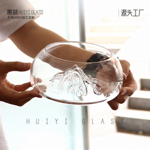 Huiyi Glass <b>Mini</b> Iceberg <b>Fish</b> <b>Tank</b> Round Thickened Glass Ecological Ornament For Office Home Aquarium - Product Image 3