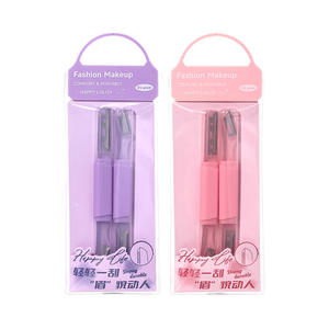 LMLTOP Tondeuse à sourcils double embout, lot de deux, en acier inoxydable avec capuchon de protection en ABS, rose violacé LLT06 - Product Image 2