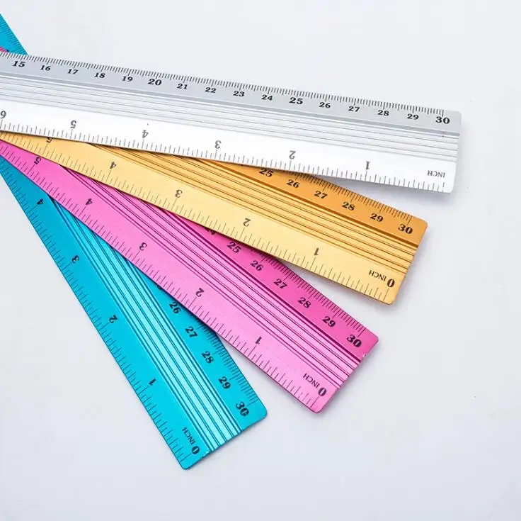 Durable Office School Students Measuring Toold Gauge Protective 15/20/30CM Metal Aluminum Straight Edge Ruler