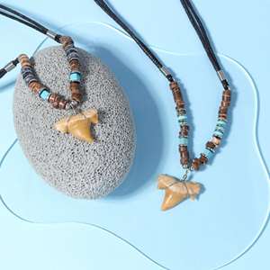 Collana personalizzata con denti di squalo per <span class=keywords><strong>mia</strong></span> <span class=keywords><strong>figlia</strong></span> collana da surfista da spiaggia con perline per le vacanze alla moda - Product Image 2