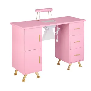 美甲沙龙美甲桌美甲化妆台带抽屉储物粉色美容院工作站