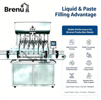 Machine automatique à pompe à piston quantitative à 8 têtes pour bouteilles en verre pour miel, pâte, beurre de cacahuète, savon liquide, produits chimiques
