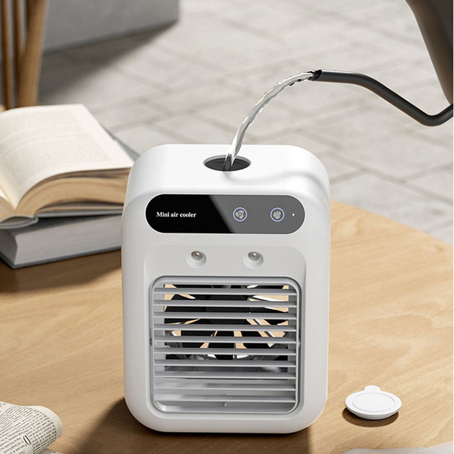 Rechargeable Evaporative Air Cooler Small Air Conditioner Humidifier Desk Spray Fan Portable Personal Air Conditioner