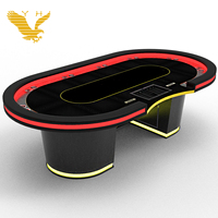 Tables de jeu personnalisées YH Table de poker Texas en bois de 96 pouces Set 10 joueurs Mesa Poker avec lumière LED