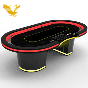 Mesas de juego personalizadas YH, juego de <span class=keywords><strong>mesa</strong></span> de póquer Texas de 96 pulgadas de madera, <span class=keywords><strong>mesa</strong></span> de póquer de 10 jugadores con luz Led - Product Image 1