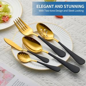 Fourchette à manche coloré en acier inoxydable, cuillère de service solide et perforée, cuillère à sucre, couteau à beurre, polissage miroir, compatible lave-vaisselle - Product Image 4