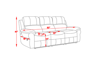 Sofá Cama <span class=keywords><strong>Reclinable</strong></span> Manual de Lujo Personalizable de <span class=keywords><strong>3</strong></span> <span class=keywords><strong>Plazas</strong></span> para Sala de Estar en Tela Transpirable con Mesa Desplegable, USB y Cargador Inalámbrico - Product Image 5