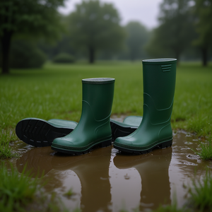 Botas de Lluvia de PVC Verde TTAKE con Suela Negra, Calzado de Seguridad para Uso en Exteriores - Product Image 3