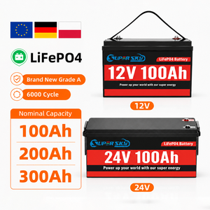 Batteries au lithium-ion en stock, packs de 100Ah, 200Ah, 300Ah, batteries au lithium pour système solaire 12V 24V, batterie Lifepo4 avec Bluetooth - Product Image 1