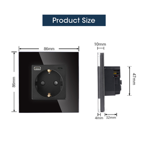 Tawoia 2.4A <span class=keywords><strong>USB</strong></span> Ổ cắm điện Khung kính pha lê Cổng sạc kép với 16A EU ổ cắm - Product Image 4