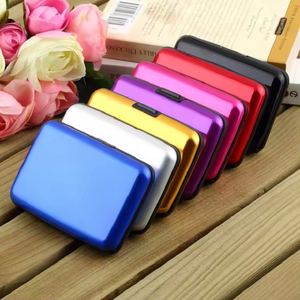 Porte-cartes bancaires en aluminium pour hommes, étui rigide anti-RFID, protection contre le scan, porte-cartes solide - Product Image 1