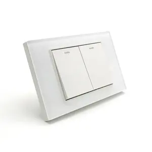 toughened glass plate durable modern light wall mounted 2 gang switch