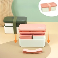 Boîte à lunch double couche de haute qualité avec joint en silicone pour l'étanchéité avec bandoulière pour le stockage des aliments dans la cuisine