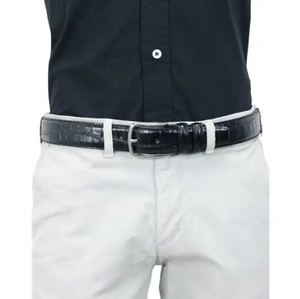 Cinture di fibbia In pelle di coccodrillo personalizzate per gli uomini realizzate interamente a mano In Italia - Product Image 2