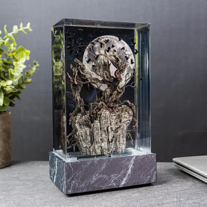 Escultura <span class=keywords><strong>de</strong></span> Lámpara <span class=keywords><strong>de</strong></span> Resina Transparente Personalizada con Diseño <span class=keywords><strong>de</strong></span> Árbol <span class=keywords><strong>de</strong></span> Cuervos para Halloween - Product Image 3