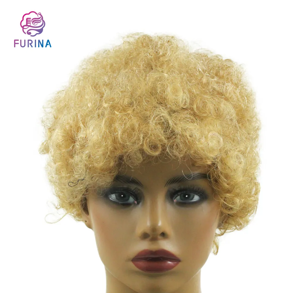 Perruque de cheveux humains 150% 180% 密度卸売ブラジルのバージンヘア人毛ウィッグ黒人女性のためのアフロカーリーウィッグ
