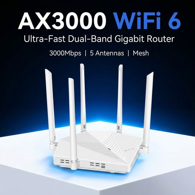 MTK7981BA AX3000 WiFi 6 Router 3000Mbps Dual Band Gigabit Wireless Router with 160MHz Bandwidth Support MU-MIMO OFDMA