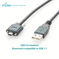Cable de bloqueo de tornillo miniUSB para cámara industrial, cable USB para cámara mini-b de visión artificial a mini-b