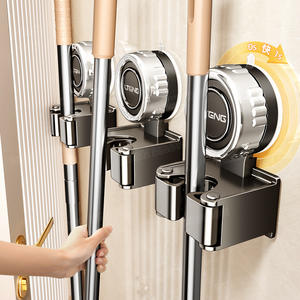 Soporte de fregona con ventosa Blue Vine, rectangular, montado en la pared, sin perforaciones, para almacenamiento en baño/inalletero - Product Image 4