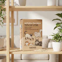 Litière pour chat en fibres de pois naturelles |   Biodégradable et respectueux de l'environnement |   Fort pouvoir agglomérant, soluble dans l'eau |   Sable pour chat d'intérieur sans produits chimiques |