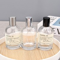 Vente flash : Flacons de parfum personnalisés Labo 30 ml, 50 ml, 100 ml, flacons de parfum ronds en verre, vaporisateur de parfum unique avec couvercle en bois argenté noir