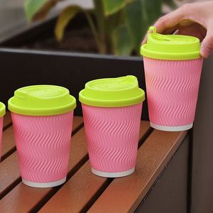 Custom Paper Ripple <b>Cups</b> 16oz 20oz Double Walls <b>Disposable</b> Coffee <b>Cup</b> Hot Drinking <b>Cups</b> Take Away with Lids - Product Image 4