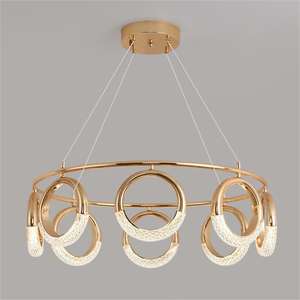 New Style Creative Personality Circle <b>Chandelier</b> Dining Room Acrylic Rings Golden Pendant <b>Light</b> - Product Image 1