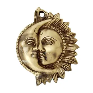 Wall hanging half face of Sun & Moon face Crafted in brass metal