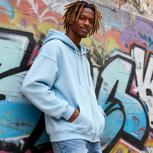 TKAN354 vente en gros de haute qualité hommes poids lourd brossé français éponge sweat à capuche zippé hiver 100% coton Logo personnalisé sweat à capuche zippé - Product Image 2