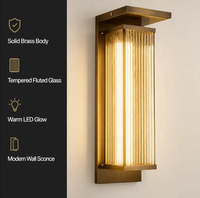 Applique murale solaire extérieure tout en cuivre, idéale pour les entrées de villas et les terrasses, éclairage de jardin, balcon et cour de style minimaliste