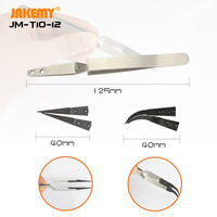 JAKEMY JM-T10-12 – Kit de pinces antistatiques à dents interchangeables en acier inoxydable, pointes ESD droites et courbées pour l'électronique DIY