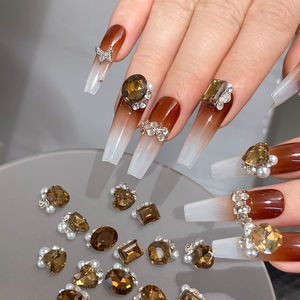 2025 nuevos productos terminados de estilo <span class=keywords><strong>Mirad</strong></span>-Decoraciones de uñas cuadradas gruesas de ángulo recto largo-diamante apilado de cristal súper brillante - Product Image 4