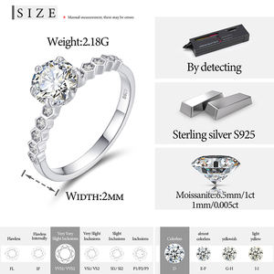 Commercio all'ingrosso di gioielli da sposa fini Bulk 0.5ct 1ct 925 Sterling Silver VVS Moissanite anello di fidanzamento con diamanti per donne ragazze - Product Image 5