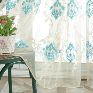 Cortinas de jacquard para ventana, persianas decorativas de estilo clásico europeo francés, azul - Product Image 6
