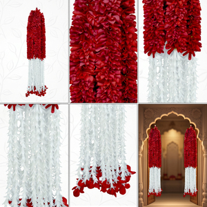 Artificial Red and <b>White</b> Flower Garland Decorative <b>Hanging</b> Floral Mala for Wedding Festival Temple Event Decoration - Product Image 6