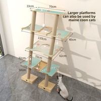 Grand arbre à chat en bois à plusieurs niveaux de haute qualité écologique avec une stabilité de résistance supplémentaire et un espace extra large en sisal pour les chats