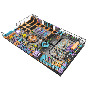 Équipement de terrain de jeux intérieur avec parc de trampolines, piscine à balles, toboggan multiple, parcours d'obstacles, zone pour tout-petits, piste personnalisée pour enfants - Product Image 3