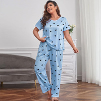 Pyjama européen et américain grande taille pour femmes, ample, manches courtes, costume d'amour, vêtements de maison, pyjamas, ensembles de vêtements de nuit