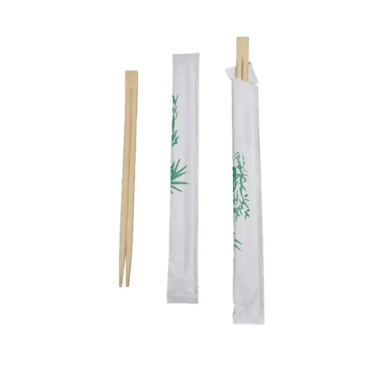 Newell Wholesale Restaurant Fast Food Paper Wrapped Bulk Chopctick Custom Bamboo Twins Tensoge Chopstick with Custom Sleeve