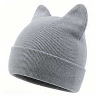 Bonnet tricoté personnalisé avec logo, oreilles de chat, rose, à revers, pour enfants, chapeau de fête, costume d'Halloween, cadeau de Noël, chaud et mignon, unisexe