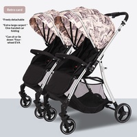 Poussette double légère, haute vue, portable, inclinable et modulable pour deux bébés, pliable, en métal, universelle, 0-6 mois