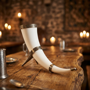 Soporte para Cuerno Vikingo Hecho a Mano en India, Ecológico, Natural, Tallado, Diseño Rústico Antiguo, Cuerno de Búfalo, Halloween, Año Nuevo - Product Image 1