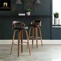 Chaise pivotante de haute qualité avec dossier de tabouret haut en bois massif Design contemporain pour la maison salon salle à manger bureau utilisation en extérieur