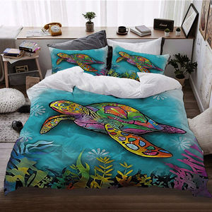 Set sarung selimut motif gaya Mediterania laut koleksi seprai kura-kura laut untuk remaja laki-laki perempuan - Product Image 5