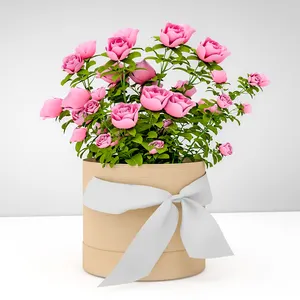 Benutzer definierte Luxus zylinder Florist Blumen kasten Blumen sträuße schwarze runde Hut Geschenk box mit Deckel